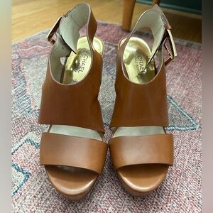 Michael Kors Carla Leather Platform Wedge Sandals